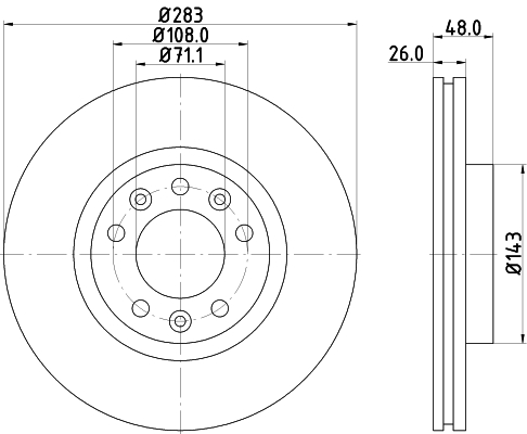 DON Bremseskive pcd12122 283mm 26mm for PEUGEOT CITROËN TOYOTA PEUGEOT (DF-PSA)