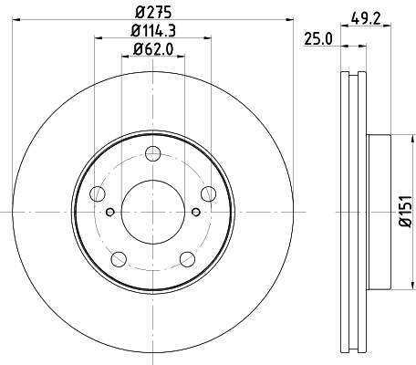 DON Bremseskive pcd18742 275mm 25mm for TOYOTA