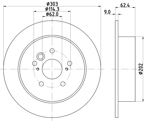 DON Bremseskive pcd12572 303mm 9mm for DR TOYOTA LIFAN