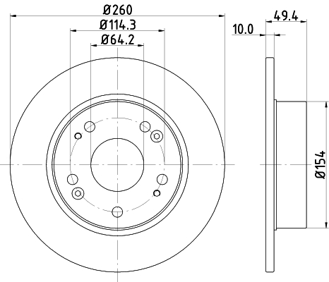 DON Bremseskive pcd12372 260mm 10mm for HONDA