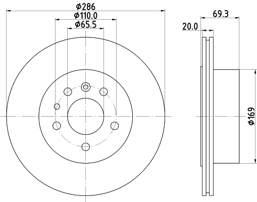 DON Bremseskive pcd21552 286mm 20mm for OPEL VAUXHALL