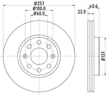 DON Bremseskive pcd10102 257mm 22mm for OPEL VAUXHALL FIAT