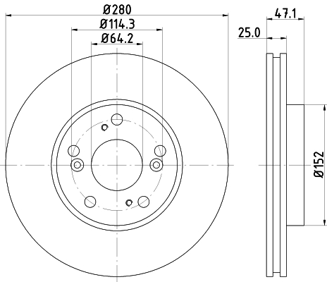 DON Bremseskive pcd14472 280mm 25mm for HONDA