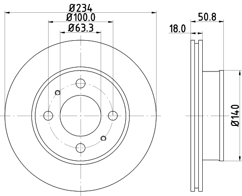 DON Bremseskive pcd19132 234mm 18mm for HYUNDAI