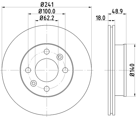 DON Bremseskive pcd11332 241mm 18mm for HYUNDAI KIA