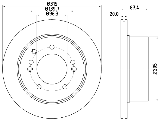 DON Bremseskive pcd14052 315mm 20mm for KIA
