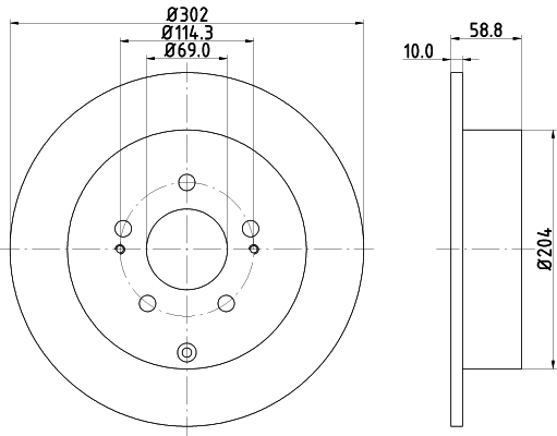 DON Bremseskive pcd21532 302mm 10mm for MITSUBISHI