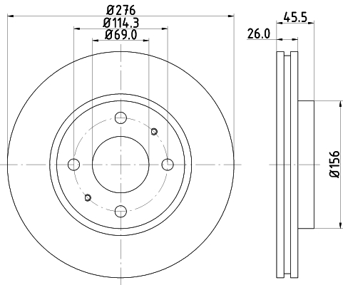 DON Bremseskive pcd13882 276mm 26mm for MITSUBISHI