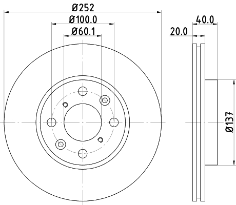 DON Bremseskive pcd11092 252mm 20mm for OPEL VAUXHALL SUZUKI