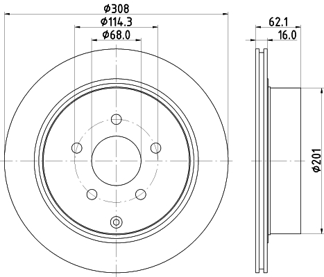 DON Bremseskive pcd12842 308mm 16mm for NISSAN INFINITI
