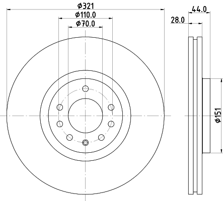 DON Bremseskive pcd21101 321mm 28mm for OPEL VAUXHALL