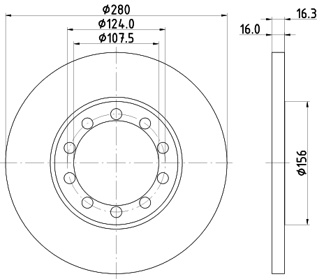 DON Bremseskive pcd18382 280mm 16mm for FORD