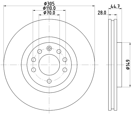 DON Bremseskive pcd14872 305mm 28mm for FIAT