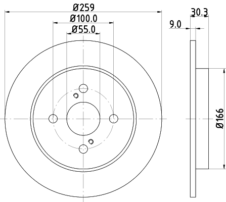 DON Bremseskive pcd14912 259mm 9mm for TOYOTA