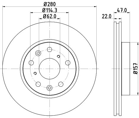 DON Bremseskive pcd11512 280mm 22mm for FIAT SUZUKI