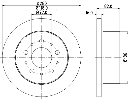DON Bremseskive pcd19502 280mm 16mm for PEUGEOT FIAT CITROËN OPEL