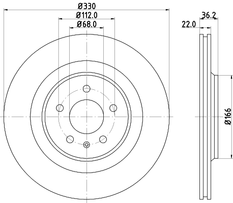 DON Bremseskive pcd12812 330mm 22mm for VW