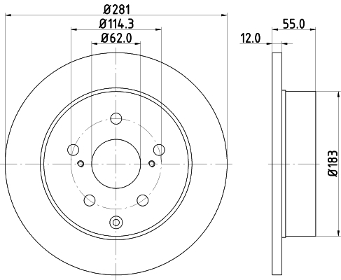 DON Bremseskive pcd19722 281mm 12mm for TOYOTA