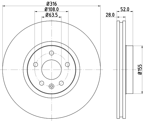 DON Bremseskive pcd12021 316mm 28mm for FORD VOLVO LAND ROVER