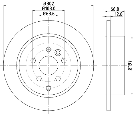 DON Bremseskive pcd12582 302mm 12mm for LAND ROVER