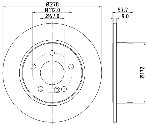 DON Bremseskive pcd11102 278mm 9mm for MERCEDES-BENZ