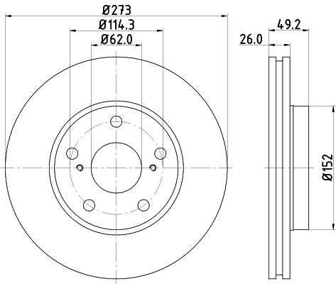 DON Bremseskive pcd12142 273mm 26mm for TOYOTA