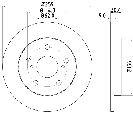 DON Bremseskive pcd11562 259mm 9mm for TOYOTA TOYOTA (GAC)