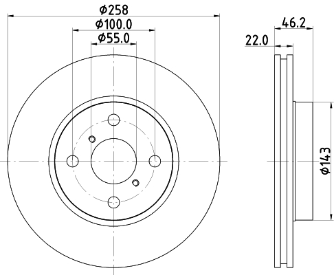 DON Bremseskive pcd11402 258mm 22mm for DAIHATSU TOYOTA ASTON MARTIN