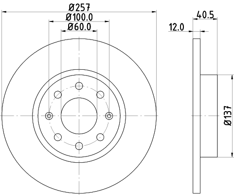DON Bremseskive pcd18912 257mm 12mm for OPEL FIAT
