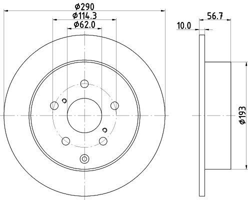 DON Bremseskive pcd20932 290mm 10mm for TOYOTA