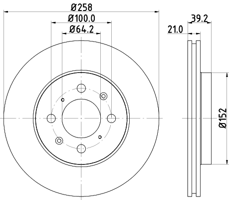 DON Bremseskive pcd12952 258mm 21mm for HONDA