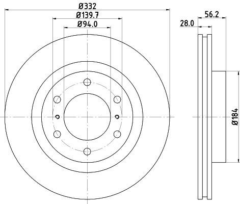 DON Bremseskive pcd12642 332mm 28mm for MITSUBISHI