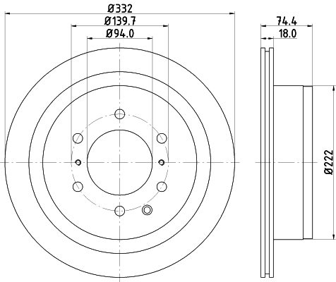 DON Bremseskive pcd13352 332mm 18mm for MITSUBISHI