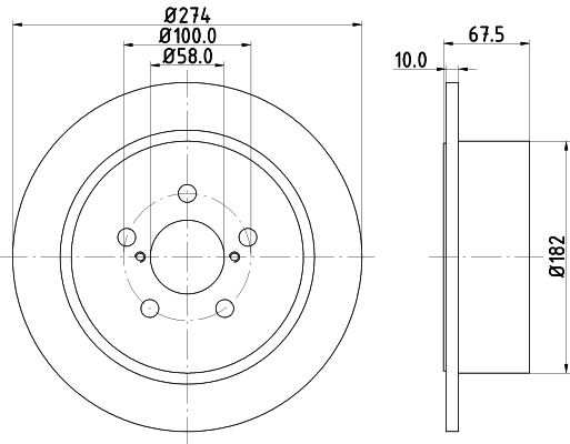 DON Bremseskive pcd21602 274mm 10mm for SUBARU