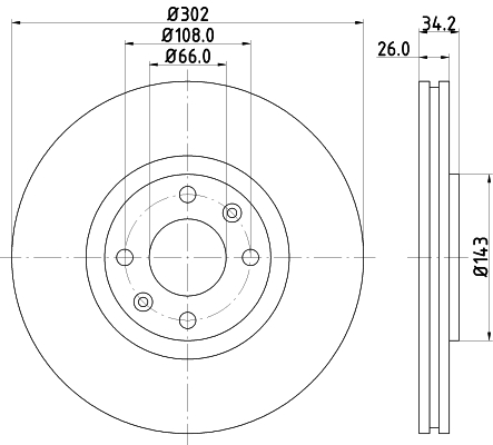 DON Bremseskive pcd12462 302mm 26mm for CITROËN PEUGEOT
