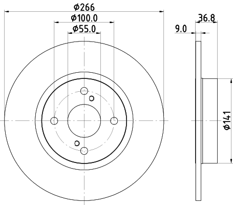 DON Bremseskive pcd14212 266mm 9mm for TOYOTA