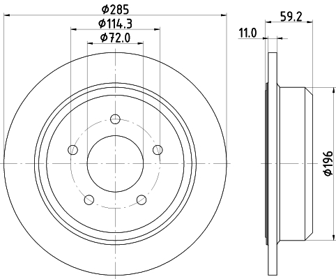 DON Bremseskive pcd23182 285mm 11mm for JEEP