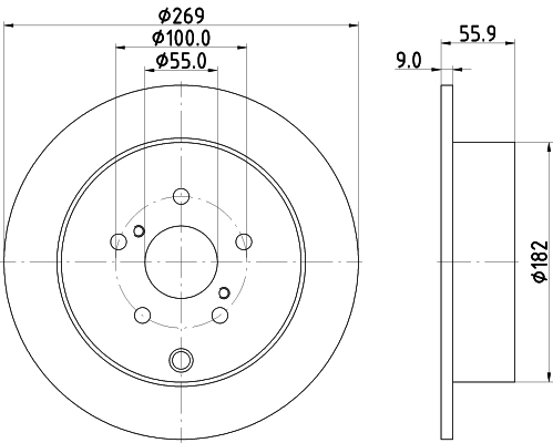 DON Bremseskive pcd21632 269mm 9mm for TOYOTA
