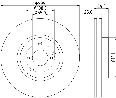 DON Bremseskive pcd15742 275mm 25mm for TOYOTA