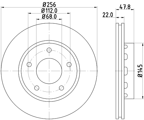 DON Bremseskive pcd13482 256mm 22mm for VW