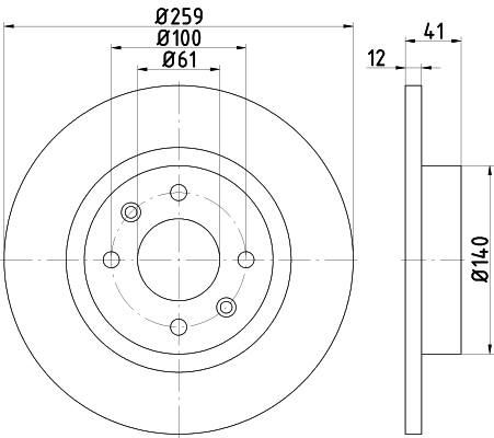 DON Bremseskive pcd10632 259mm 12mm for DACIA RENAULT SMART