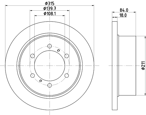 DON Bremseskive pcd14562 315mm 18mm for MITSUBISHI