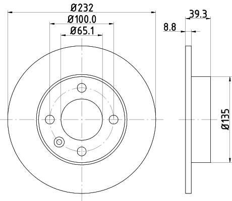 DON Bremseskive pcd12692 232mm 9mm for SEAT