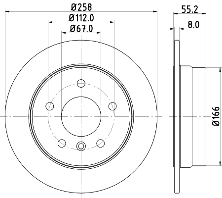 DON Bremseskive pcd11452 258mm 8mm for MERCEDES-BENZ