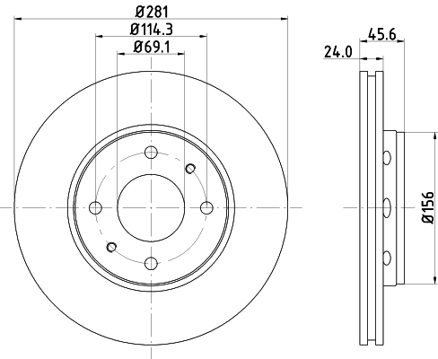 DON Bremseskive pcd11932 281mm 24mm for VOLVO MITSUBISHI PROTON