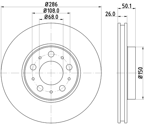 DON Bremseskive pcd11982 286mm 26mm for VOLVO