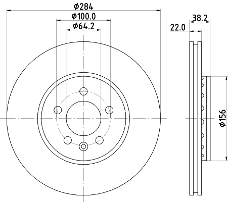 DON Bremseskive pcd19102 284mm 22mm for MG ROVER