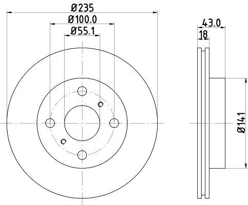 DON Bremseskive pcd11672 235mm 18mm for TOYOTA