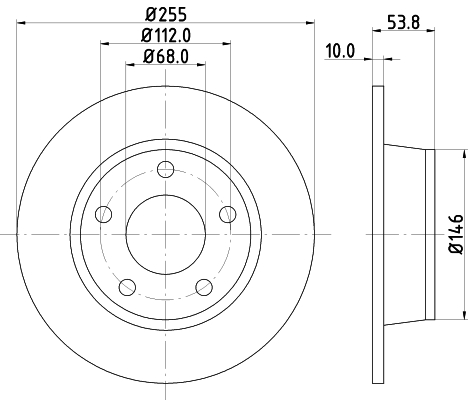 DON Bremseskive pcd13472 255mm 10mm for SEAT