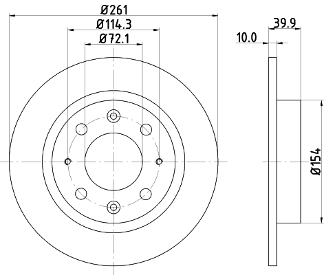 DON Bremseskive pcd14512 261mm 10mm for KIA